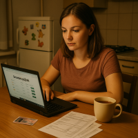 mladá žena v kuchyni, lednice